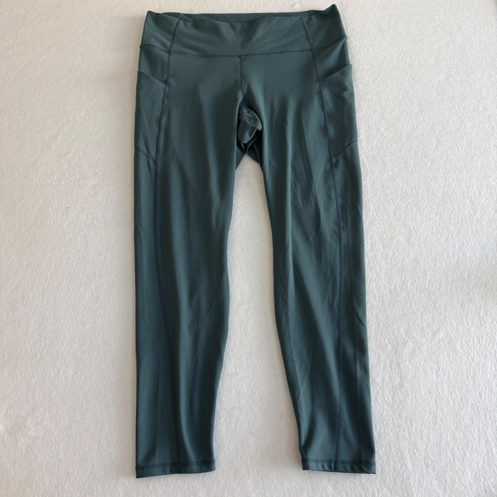 Fabletics PureLuxe Leggings Womens L Teal High Waisted Pockets 7/8 Cropped